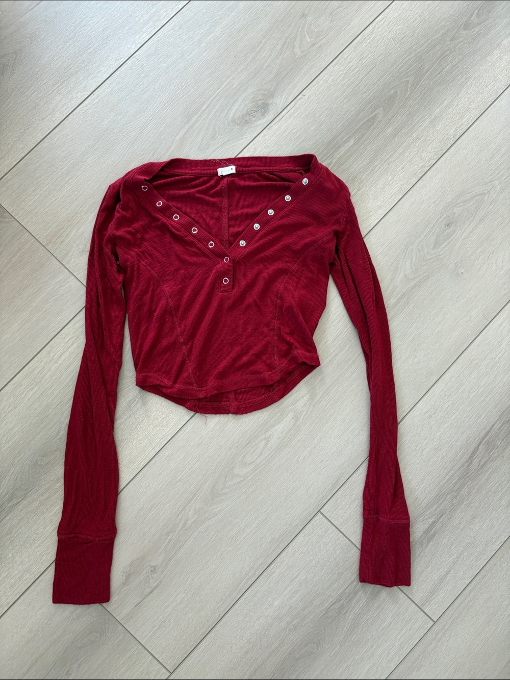 Garage Women's Long Sleeve Snap-Front Top - Burgundy
